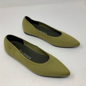 Vivaia Blooming Season Almond Toe Flats-Lemonlime Green Yellow SUSTAINABLE